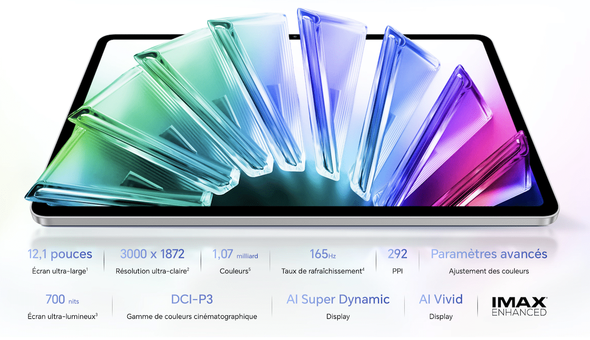 Écran 3K de 12,1 pouces de la HONOR Pad 20 Pro avec ses caractéristiques d’affichage