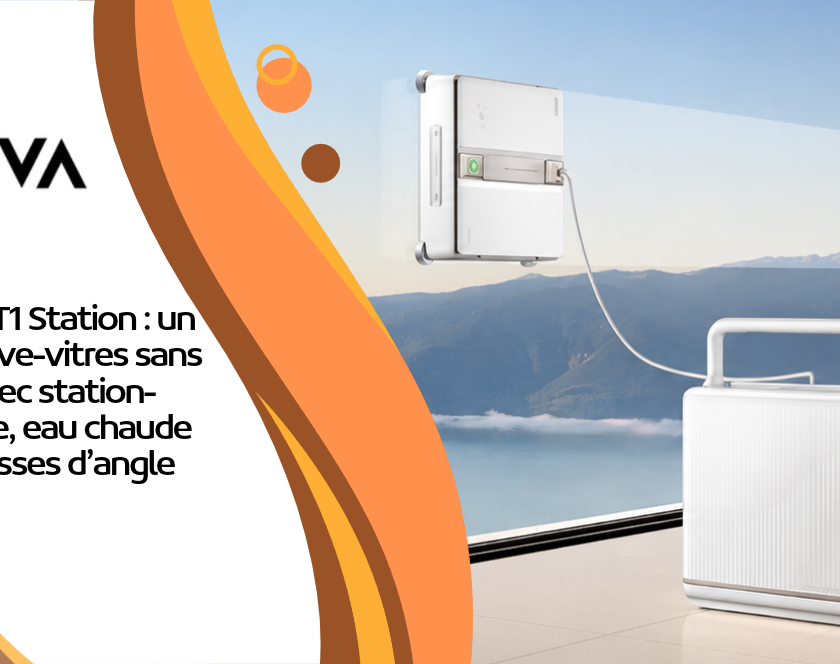 MOVA T1 Station : un robot lave-vitres sans fil avec station-batterie, eau chaude et brosses d’angle