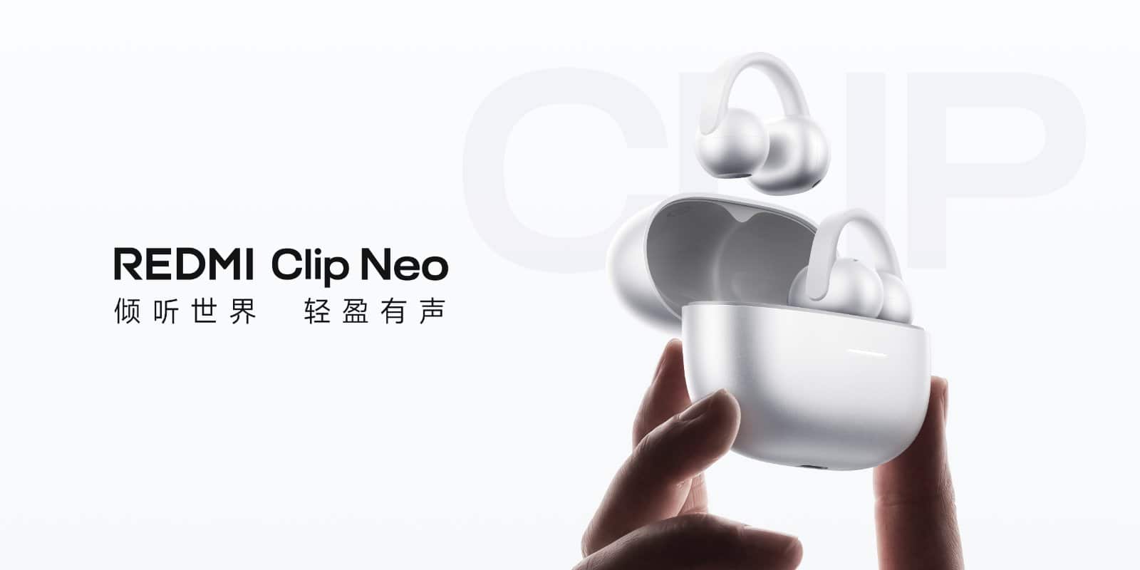 REDMI Clip Neo blancs et leur boîtier de charge